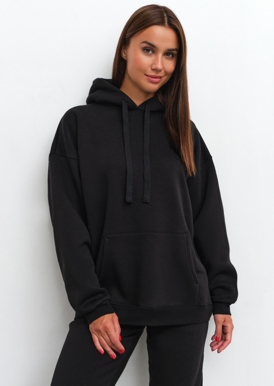 Black color footer hoodie